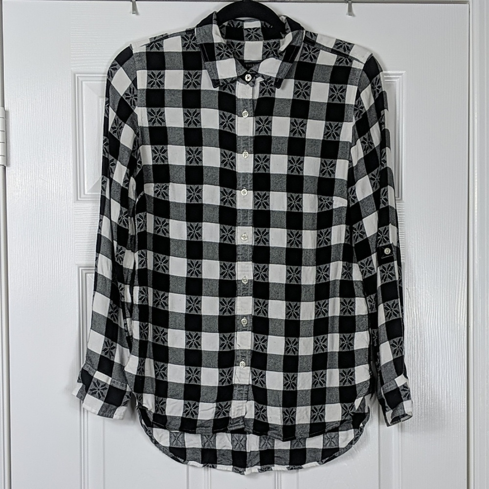 Talbots Buffalo Check Snowflake Button Down Shirt - image 1